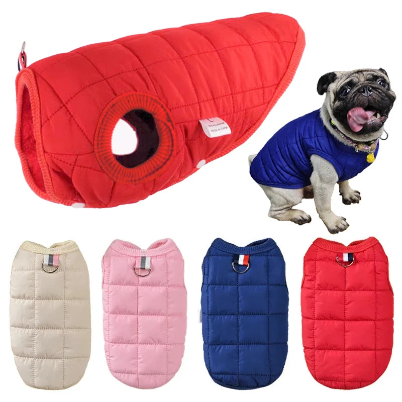 Quilted Winter Vest for Dogs and Cats - Warm Puffer Jacket with Leash Hole