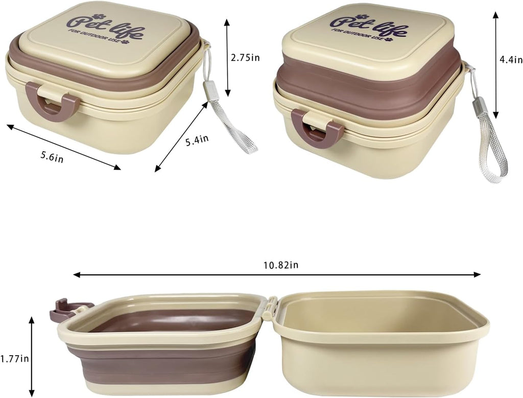2-in-1 Collapsible Travel Bowl for Food and Water, with Lid