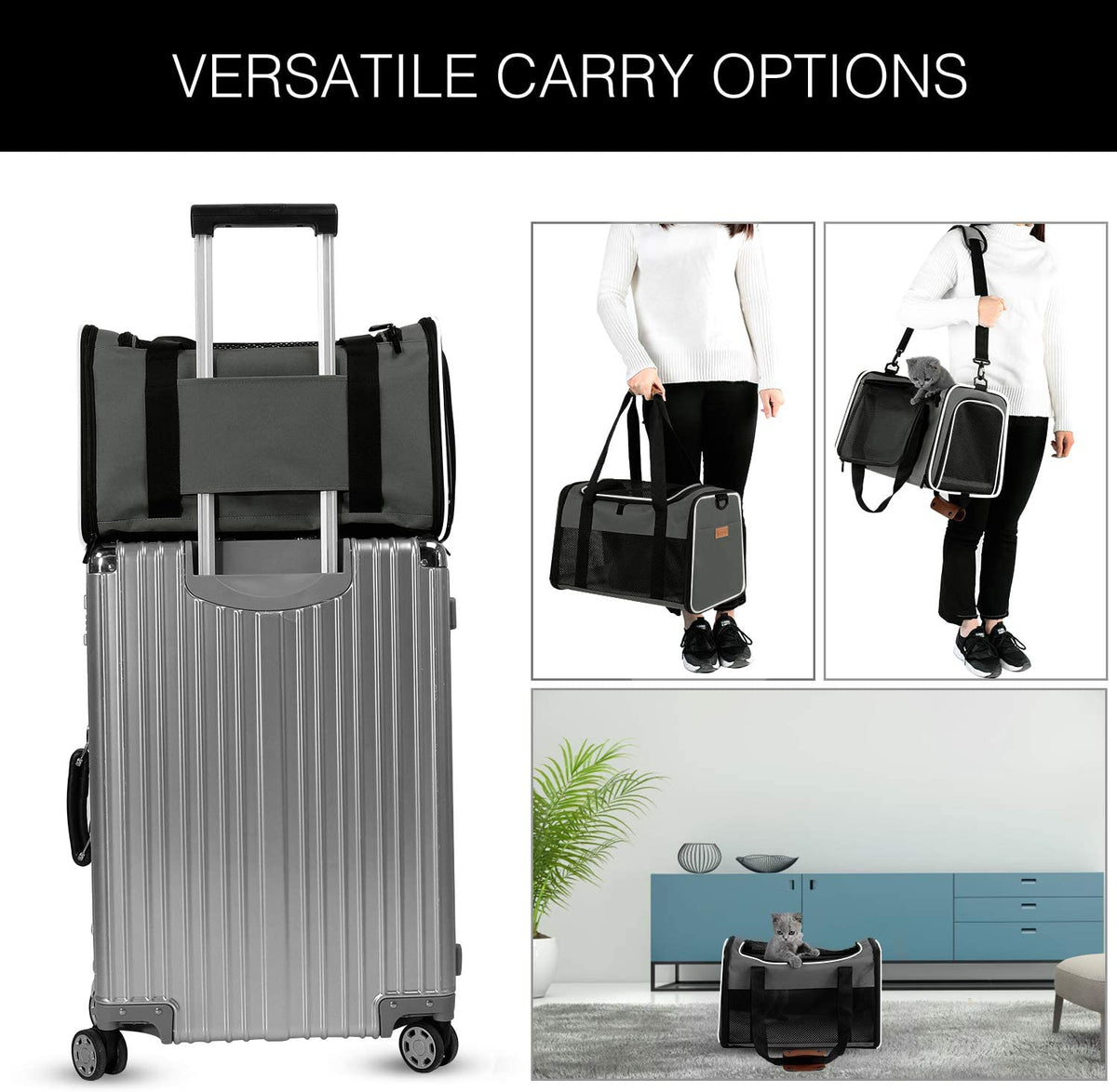 Foldable Soft-Sided Pet Carrier - Airline Friendly, for Cats and Small Dogs up to 22 lb