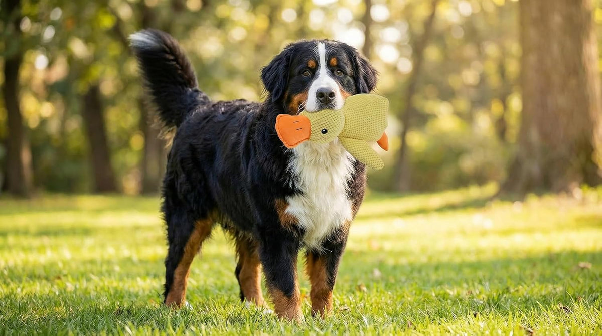 Paw-Fect Piece Plush Calming Duck Dog Toy, with Quacking Sound, Emotional Support Soft Chew Toy, Great for All Breed of Dogs