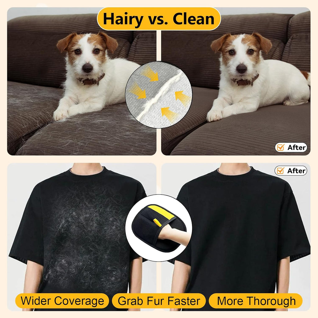 Pet Hair Removal Gloves (2-Pack) for Car Seats, Couches and Clothes