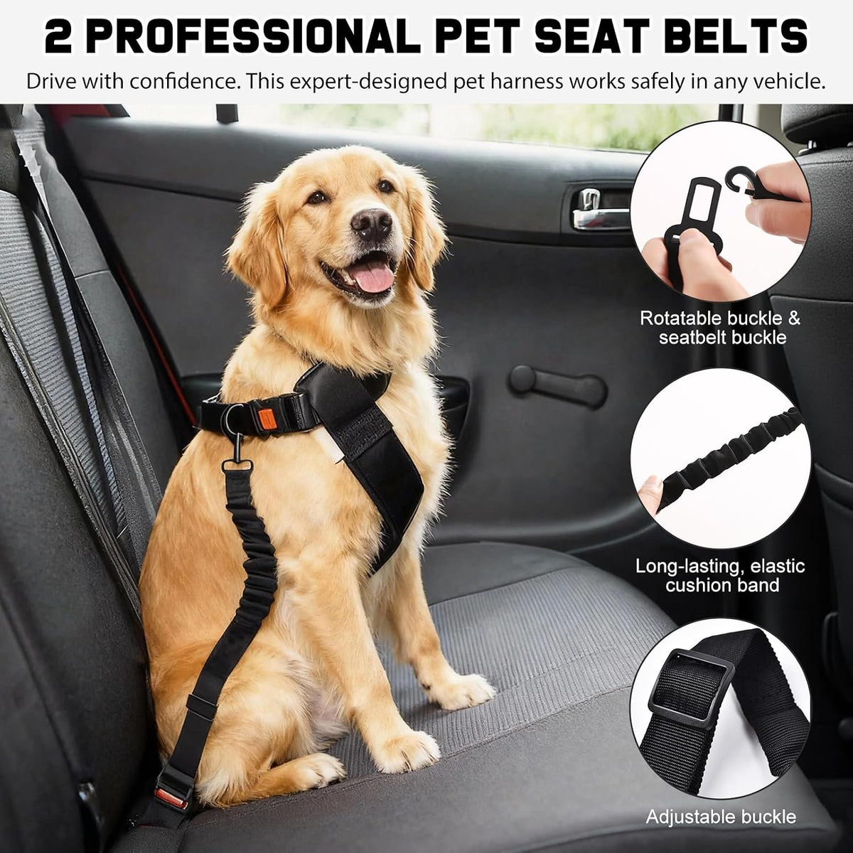 Dog Car Travel Kit - 9-in-1 Set with Seat Belts, Barrier Net, Bowl and Hair Removers