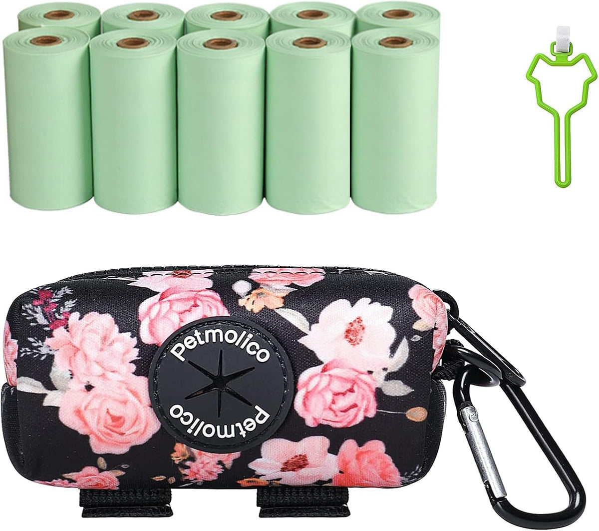 Leash Poop Bag Holder with 10 Rolls of Bags