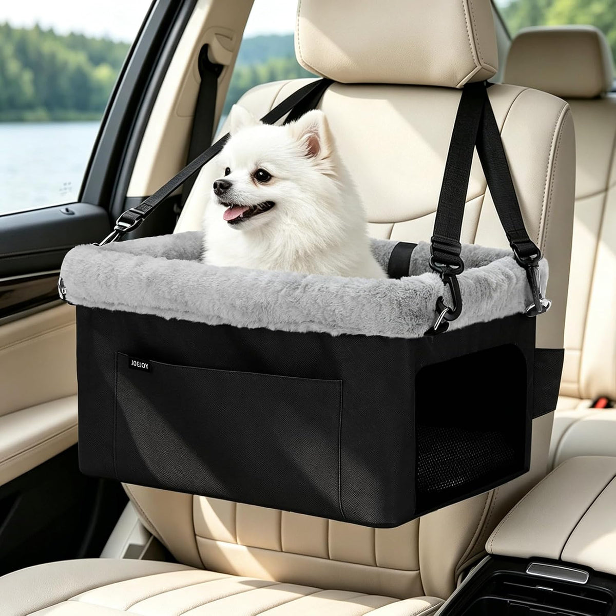 Deluxe Dog Booster Seat with Metal Frame and Safety Leash - For Small Dogs up to 20 lbs