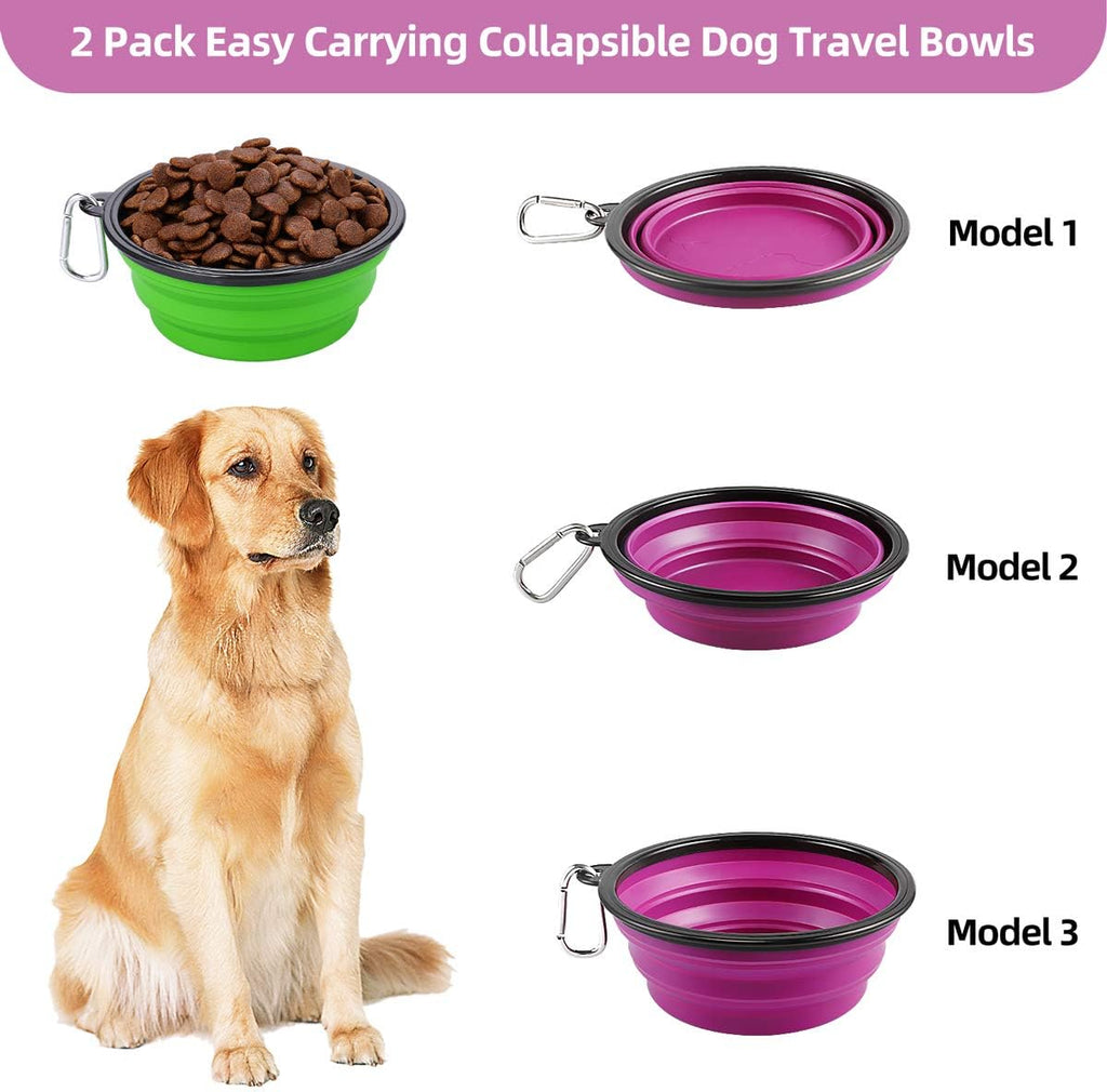 Large Collapsible Travel Bowls (2-Pack, 34 oz) with Clips