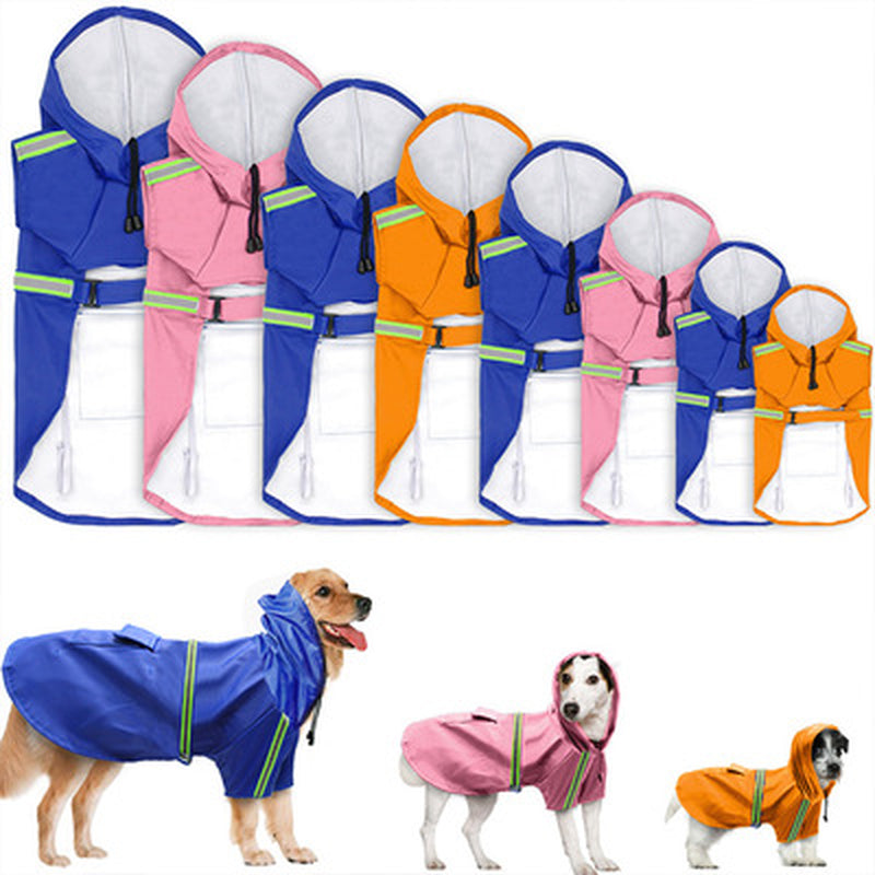 Reflective Dog Raincoat Cape with Hood - Lightweight and Waterproof