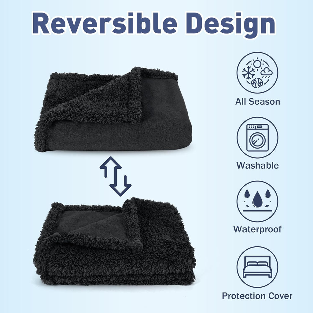 Waterproof Reversible Pet Blanket - 60 x 50 in, for Couch, Bed and Car