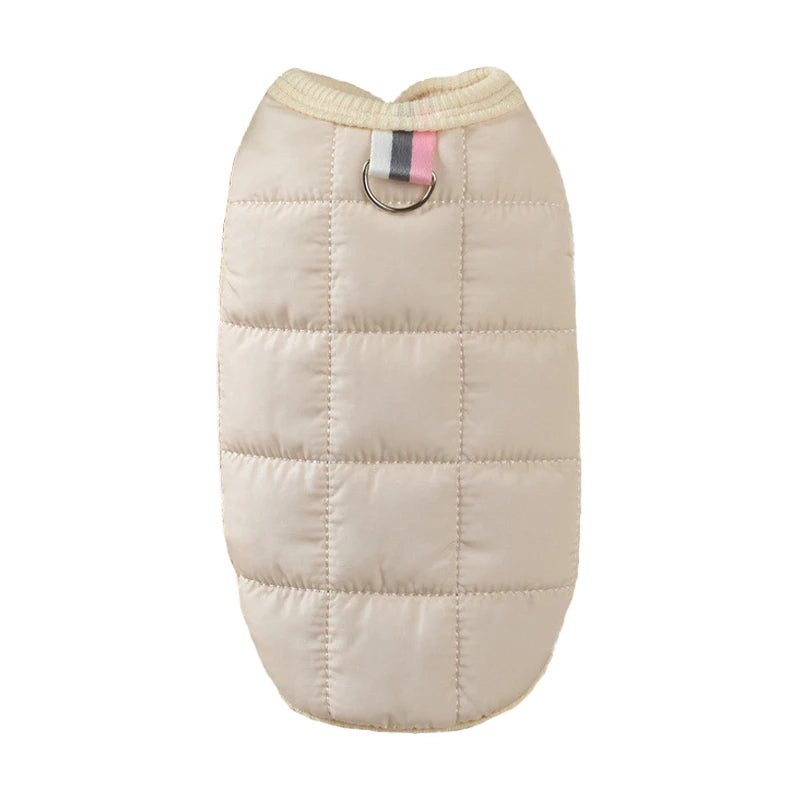 Quilted Winter Vest for Dogs and Cats - Warm Puffer Jacket with Leash Hole