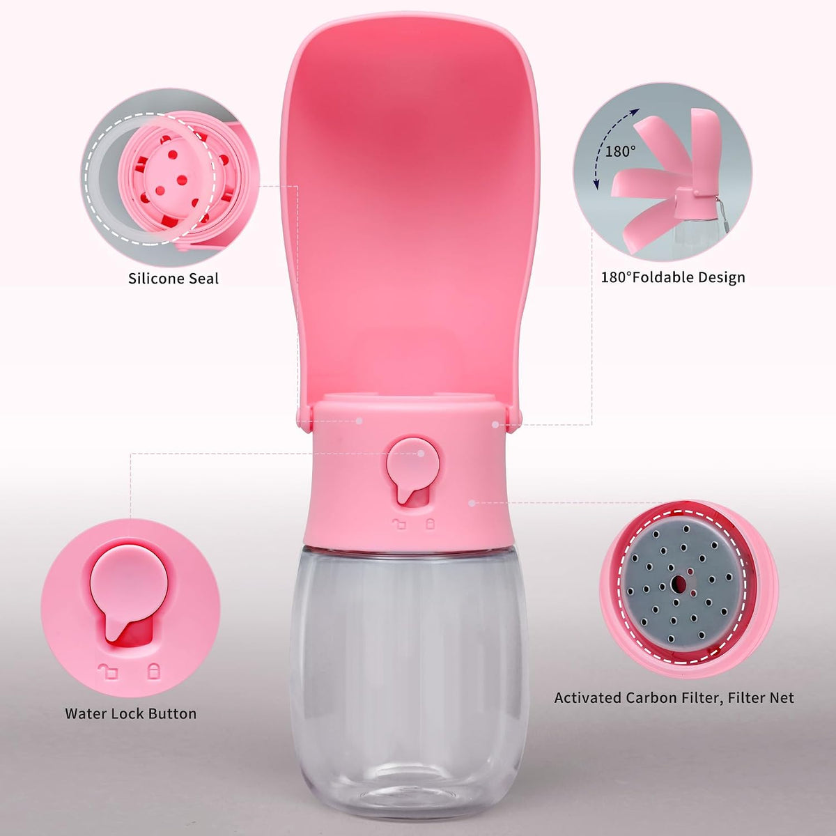 Leak-Proof Travel Water Bottle for Dogs with Built-In Bowl (10 oz)