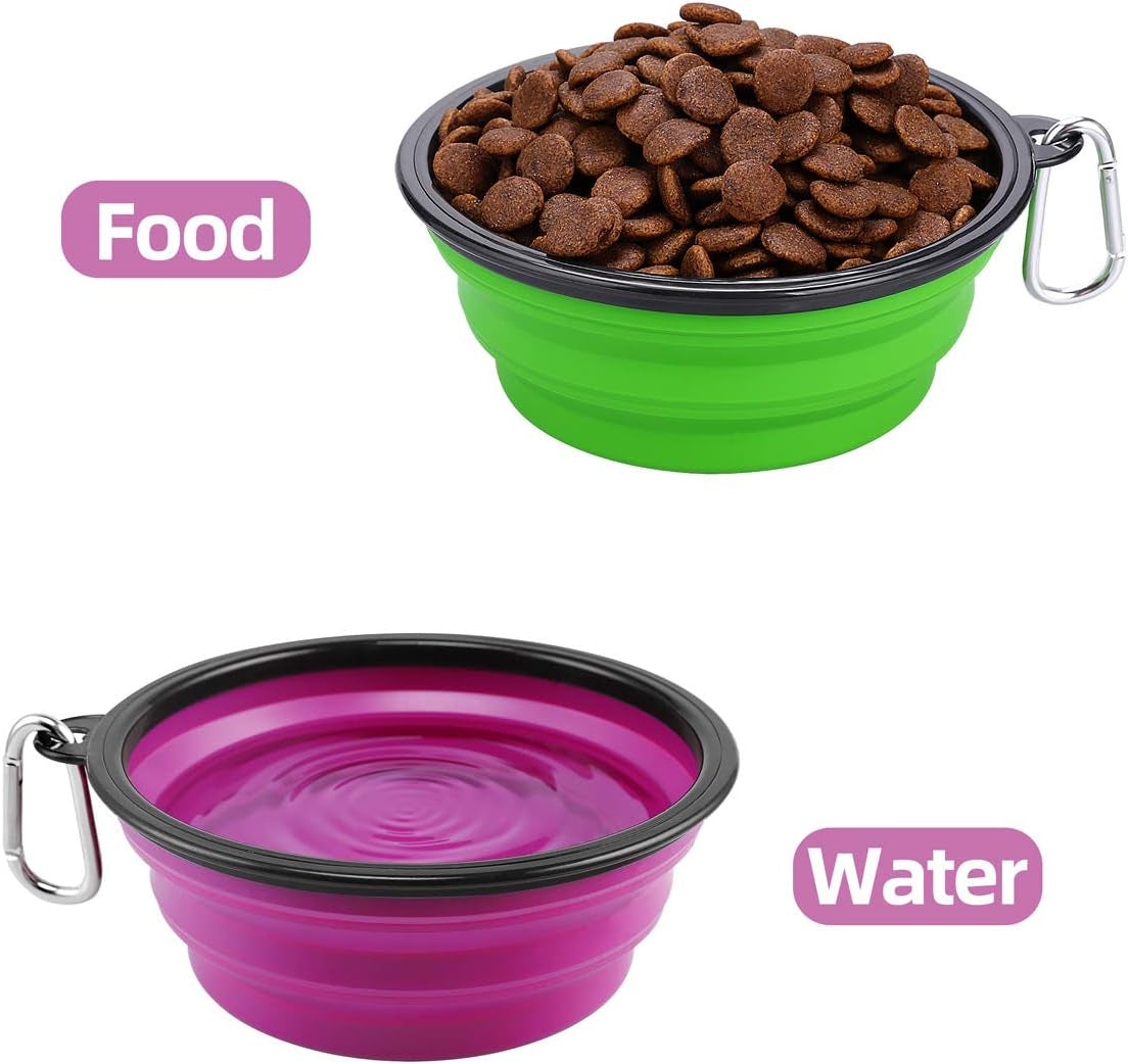 Large Collapsible Travel Bowls (2-Pack, 34 oz) with Clips