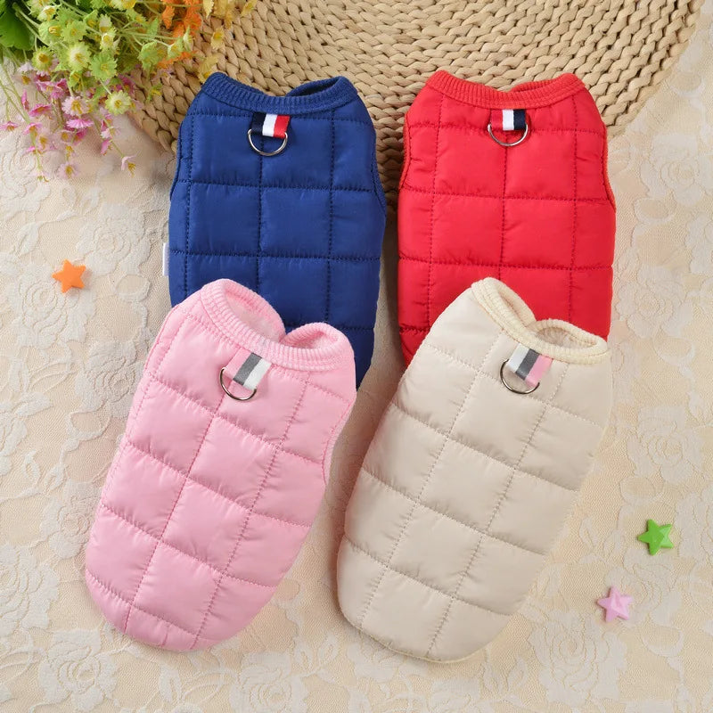 Quilted Winter Vest for Dogs and Cats - Warm Puffer Jacket with Leash Hole