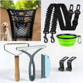 Dog Car Travel Kit - 9-in-1 Set with Seat Belts, Barrier Net, Bowl and Hair Removers