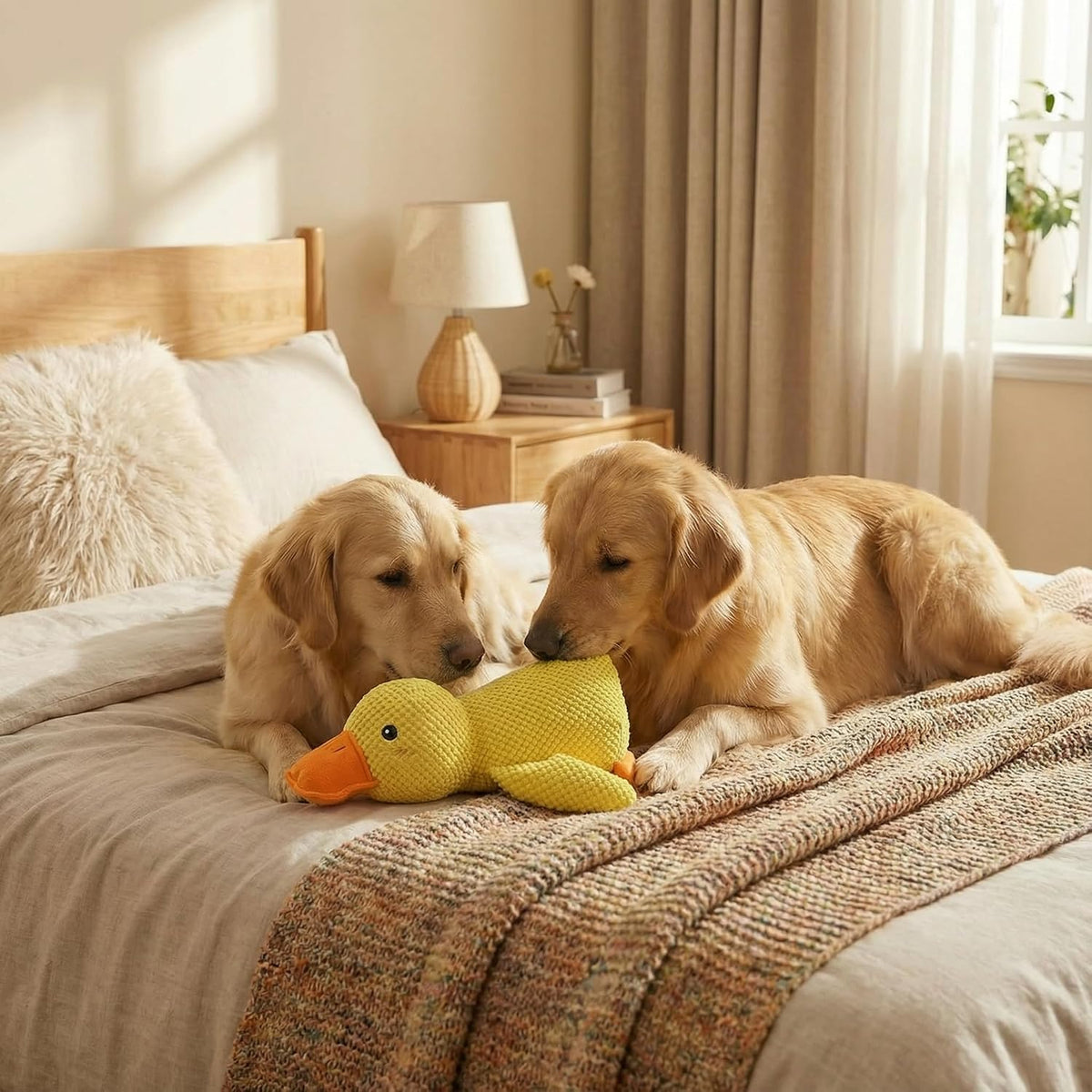 Paw-Fect Piece Plush Calming Duck Dog Toy, with Quacking Sound, Emotional Support Soft Chew Toy, Great for All Breed of Dogs