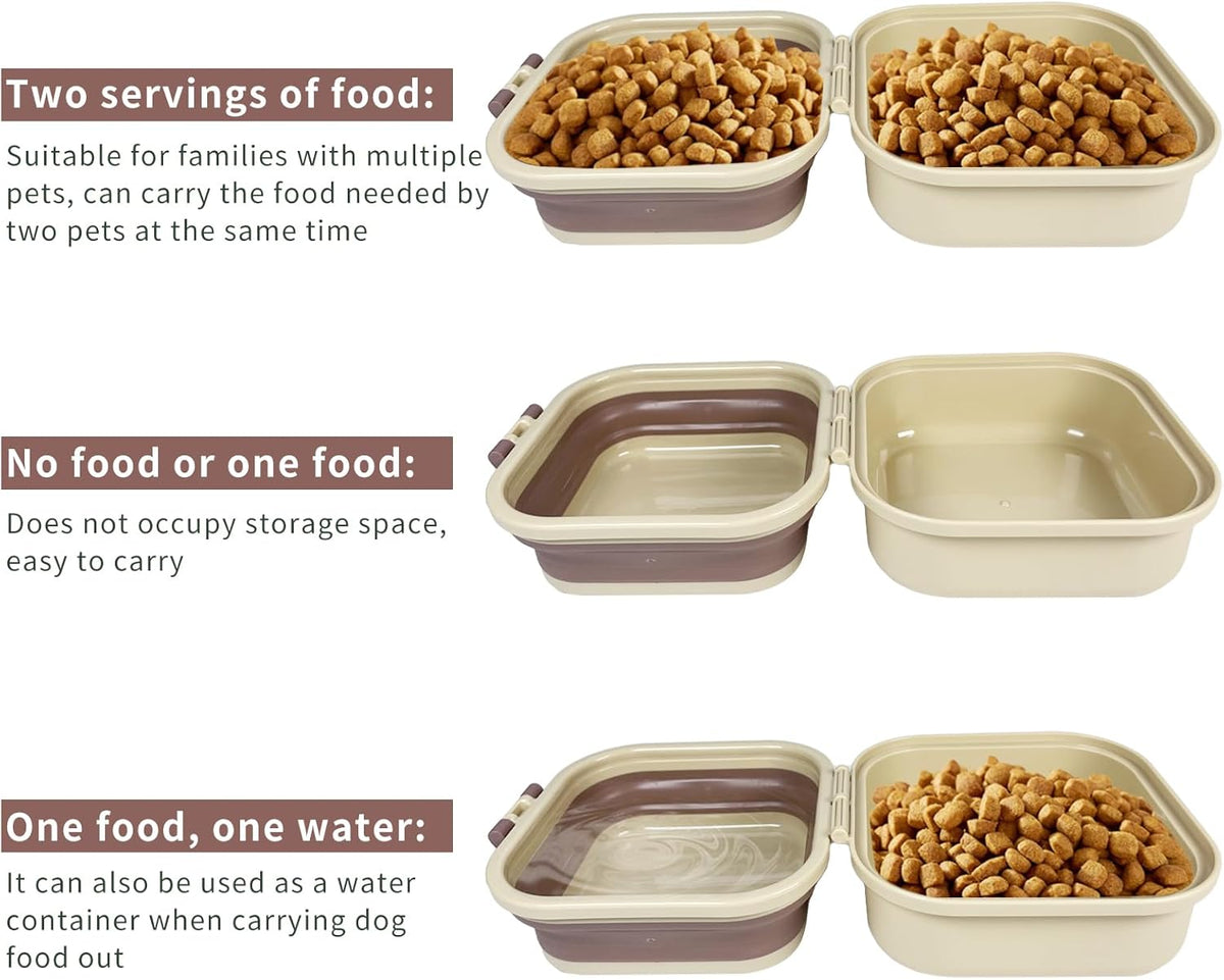 2-in-1 Collapsible Travel Bowl for Food and Water, with Lid