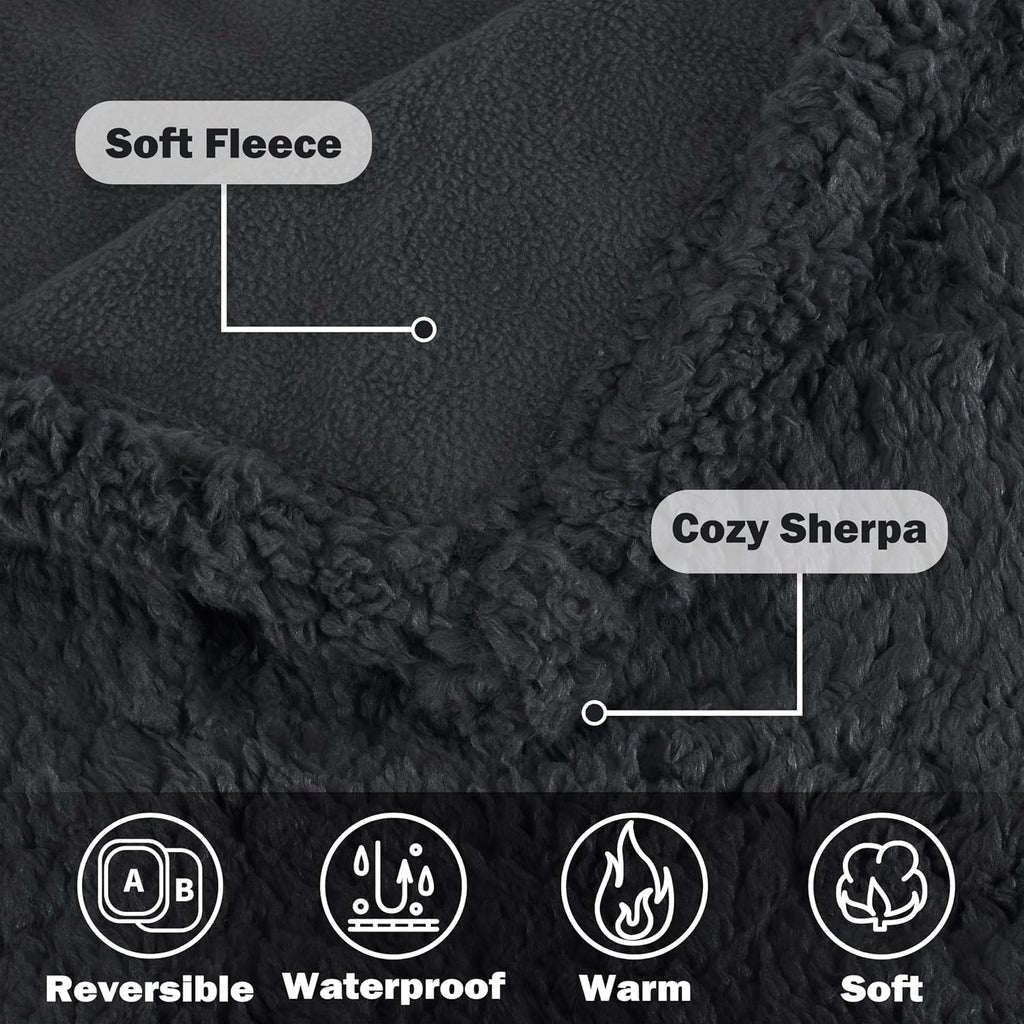 Waterproof Reversible Pet Blanket - 60 x 50 in, for Couch, Bed and Car