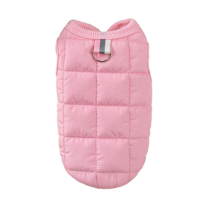 Quilted Winter Vest for Dogs and Cats - Warm Puffer Jacket with Leash Hole