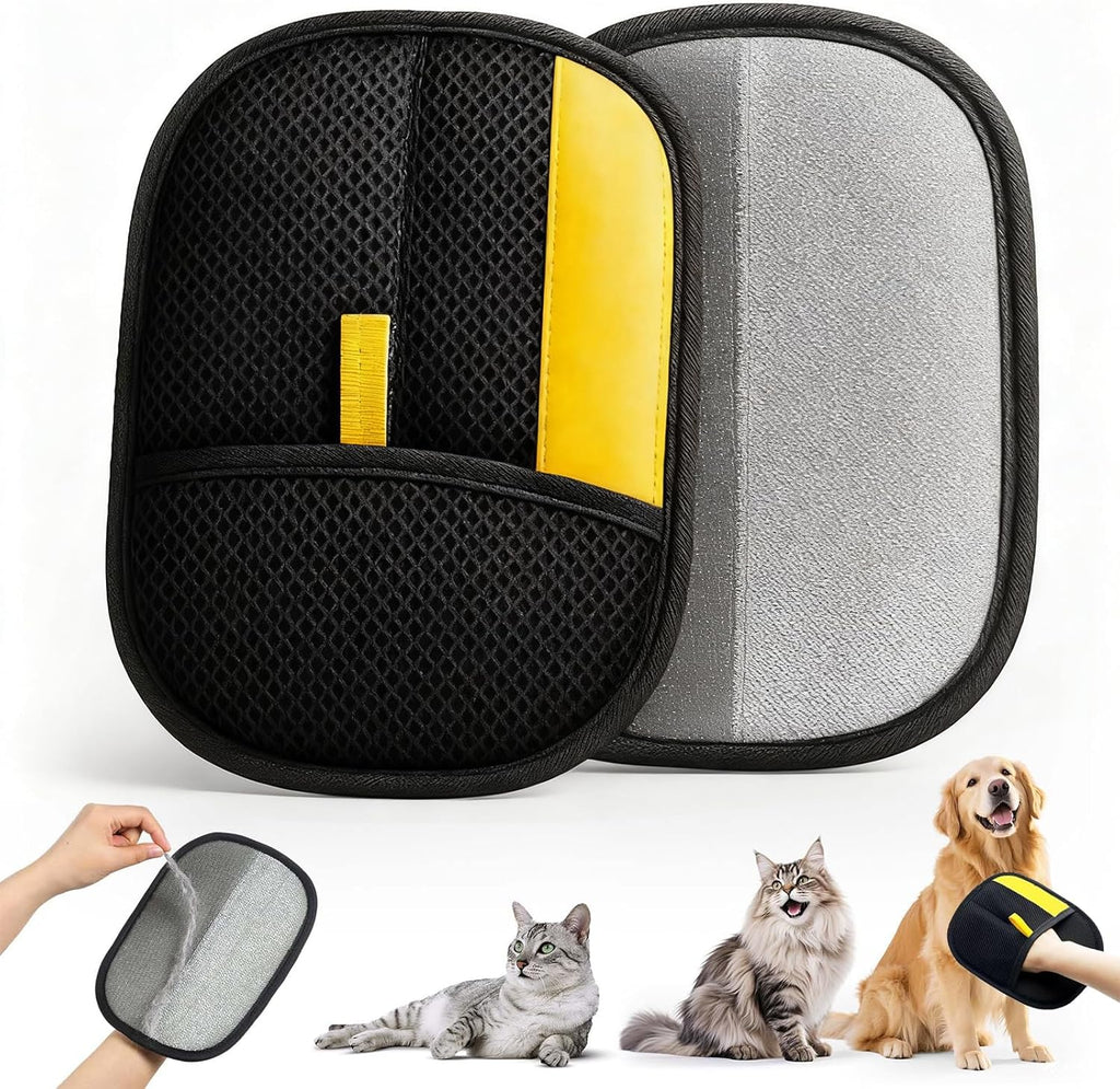 Pet Hair Removal Gloves (2-Pack) for Car Seats, Couches and Clothes