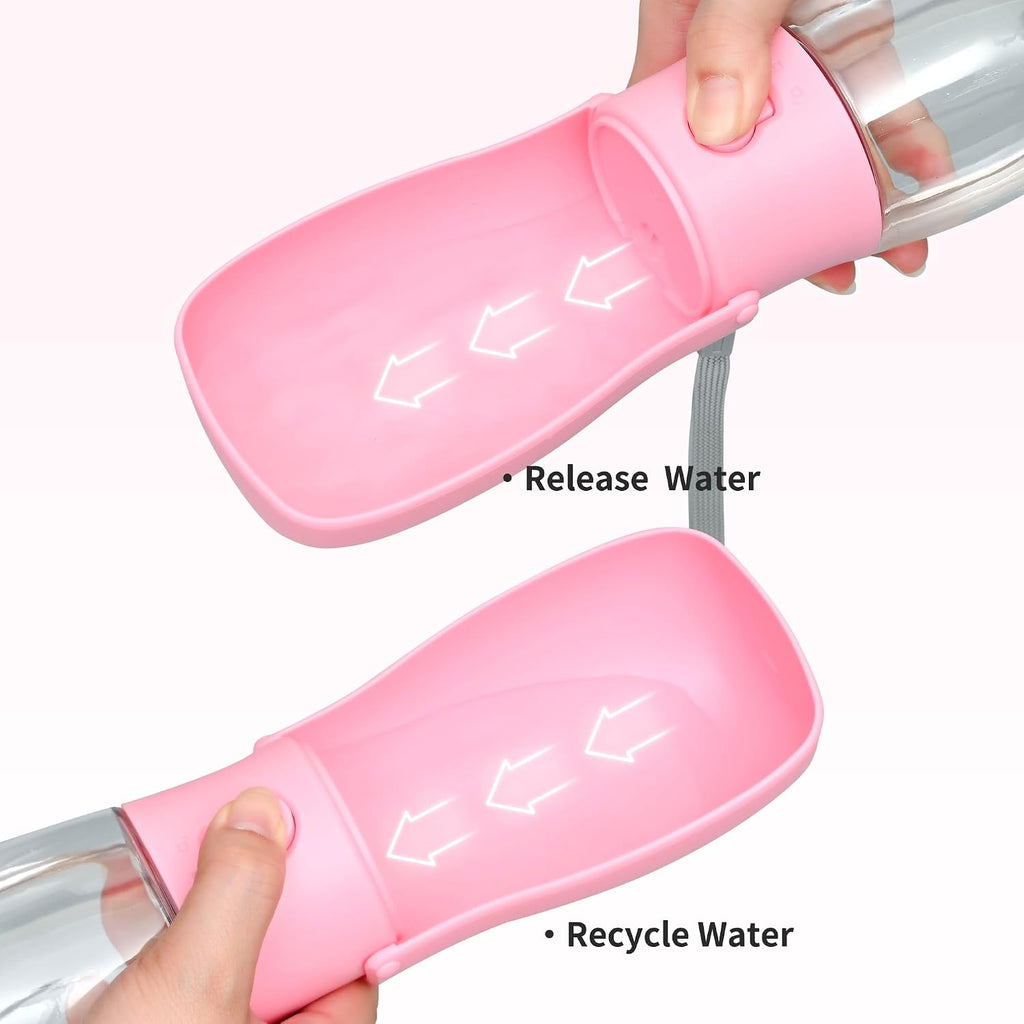Leak-Proof Travel Water Bottle for Dogs with Built-In Bowl (10 oz)