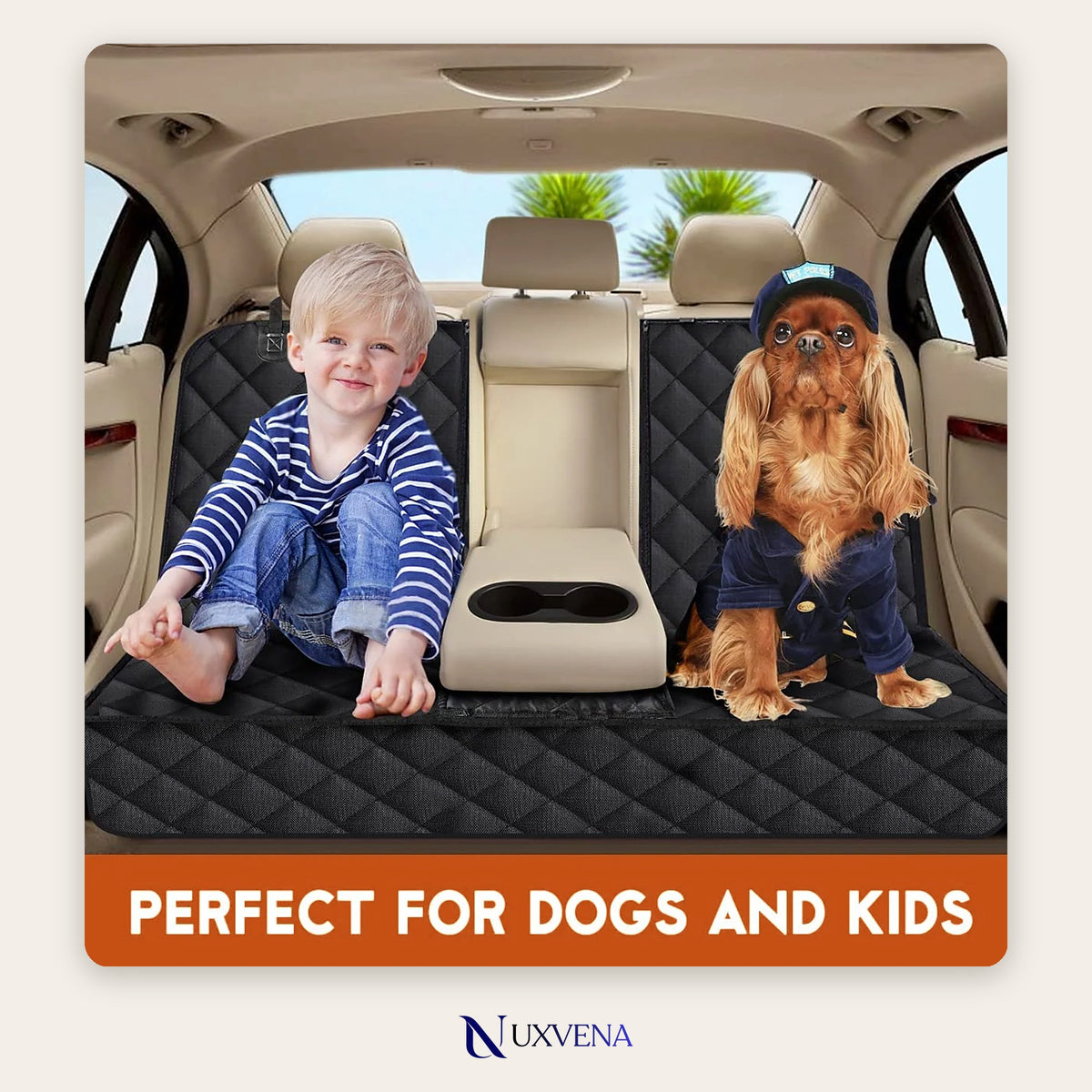 Quilted Dog Car Seat Cover - Waterproof Back Seat Protector