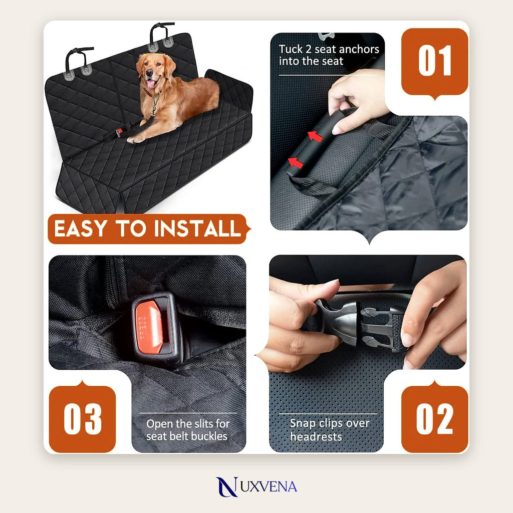 Quilted Dog Car Seat Cover - Waterproof Back Seat Protector